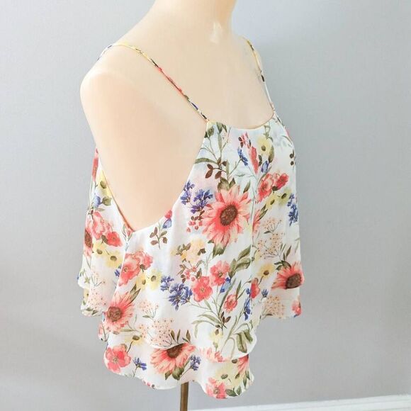 Forever 21 Floral Layered Tank Blouse White - Picture 2 of 4